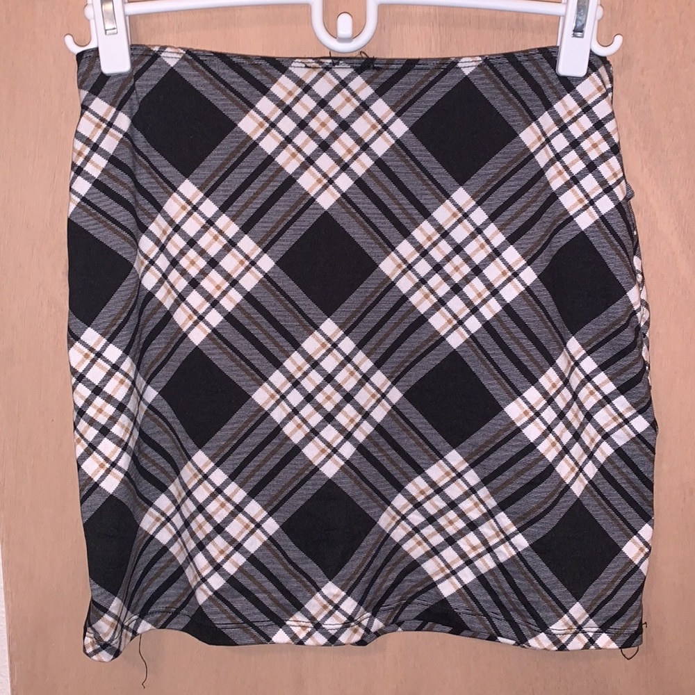 Plaid bodycon mini skirt, elastic waistband